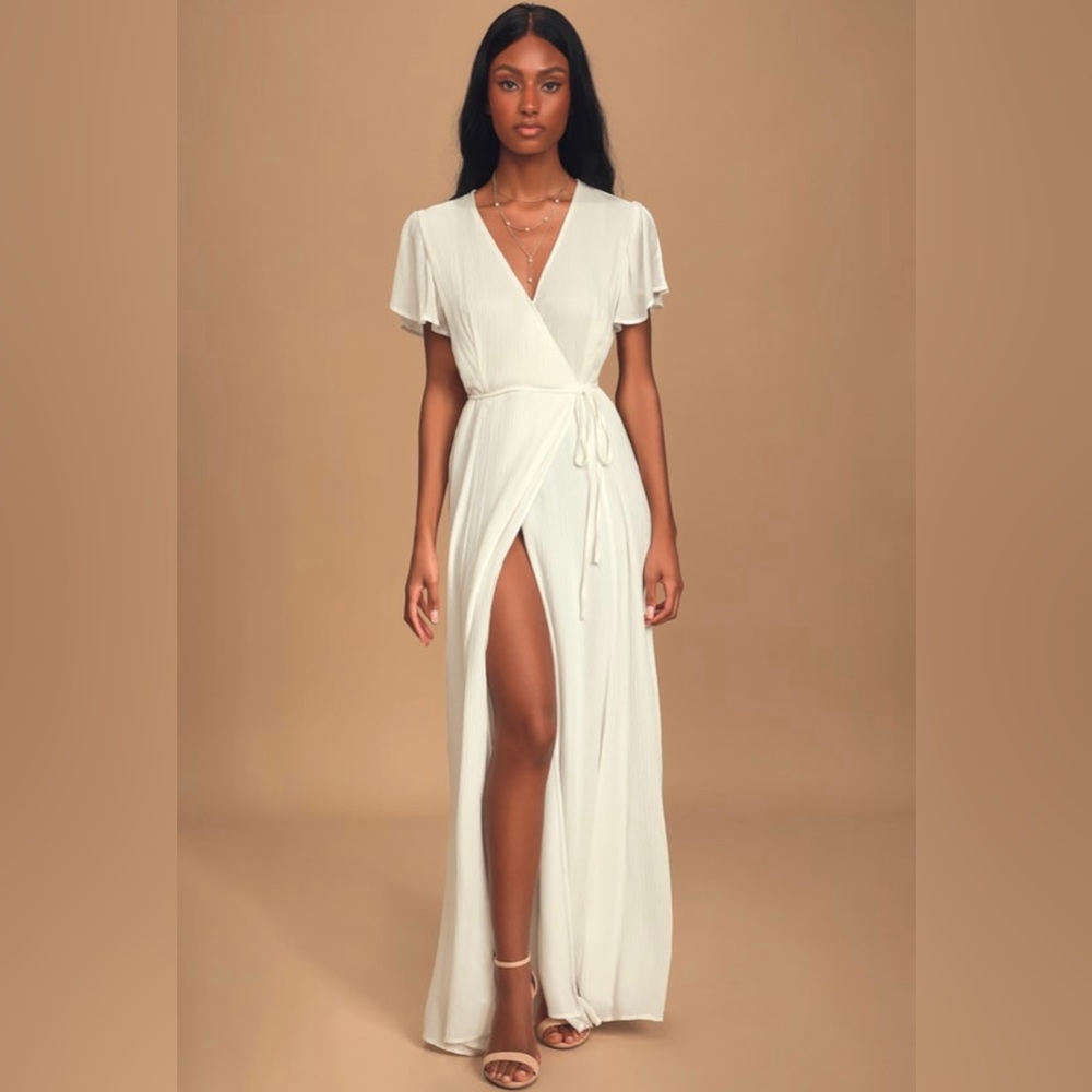 Lulus Medium Heart of Marigold White Wrap Dress